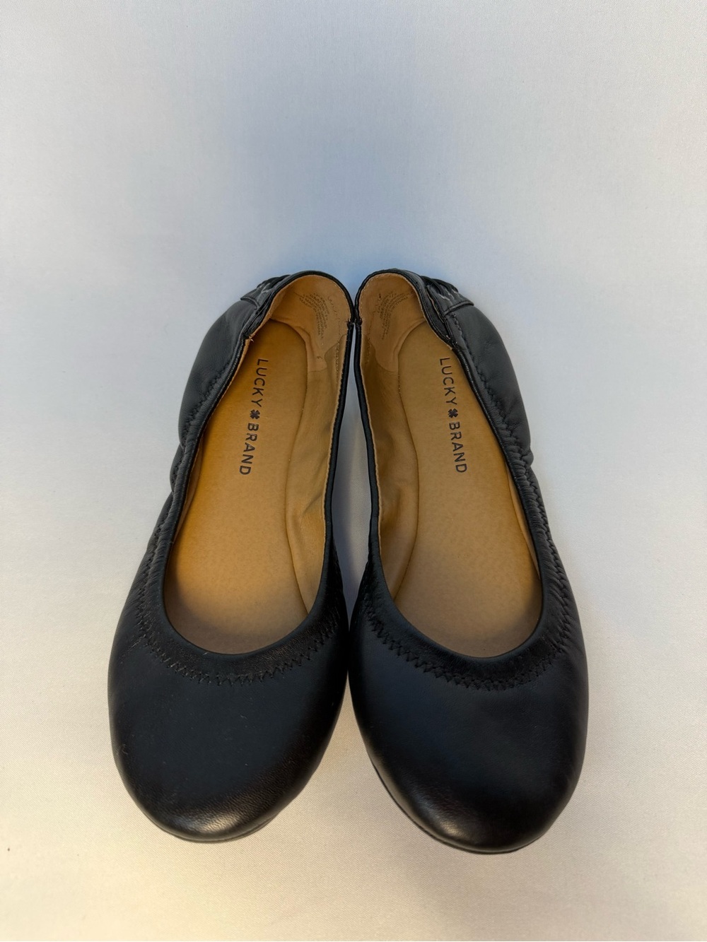 Lucky Brand Black Leather Ballet Flats Size 8M EU 38.5